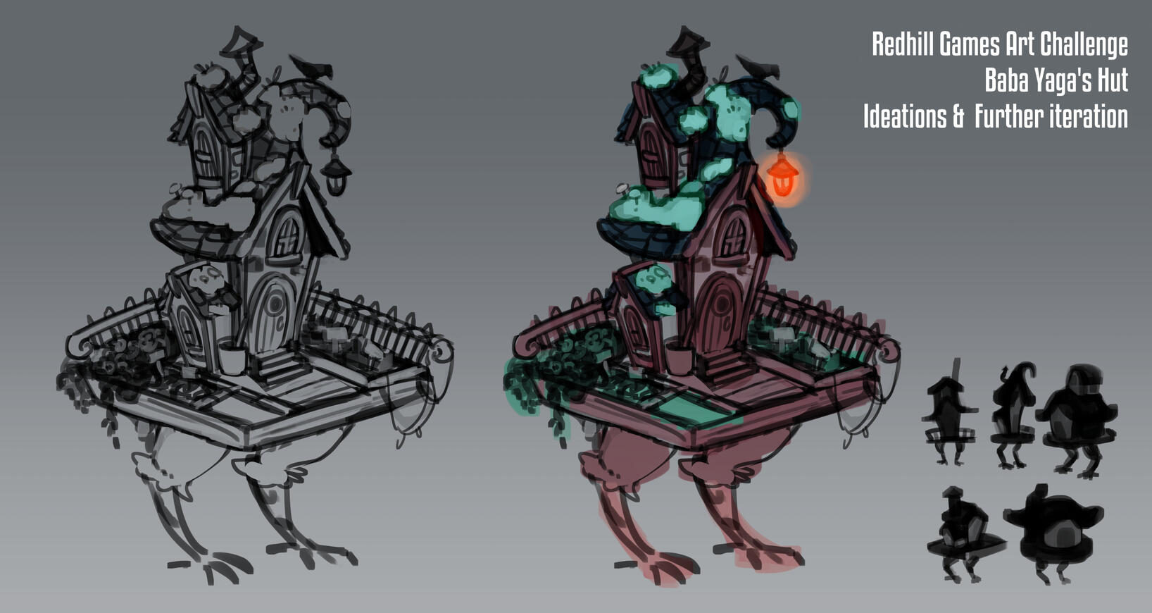 Baba Yaga&#39;s Hut - Ideations and iteration (Redhill Games Art Challenge)