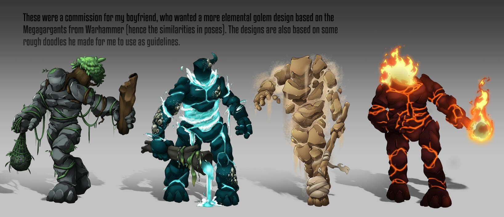 Elemental Golem Designs (Commission)